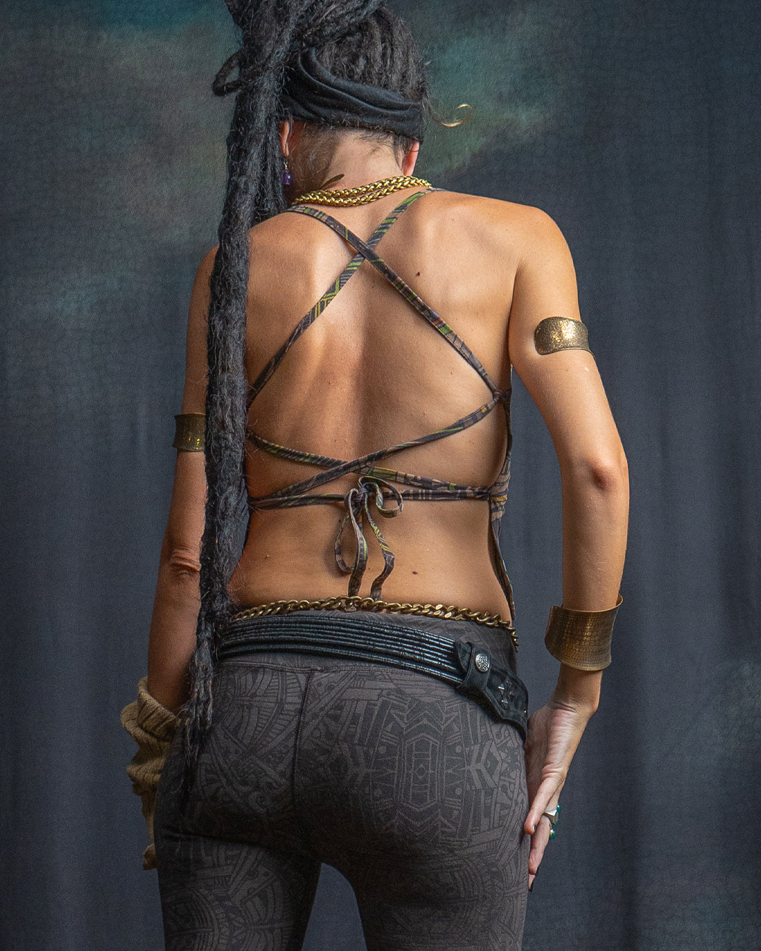 Woman Crop Top Open Back / Fake Leather - POPPYFIELDS